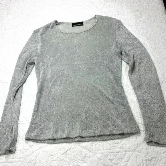 My Michelle Silver Shiny Metallic Top - Size Small - Picture 1 of 4